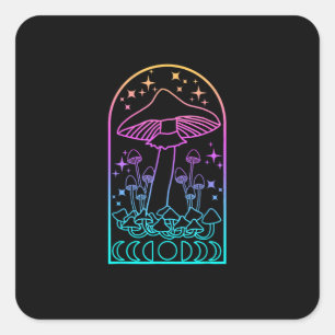 Sticker Carré Esthétique Cottagecore Goblincore Champignon Acadé