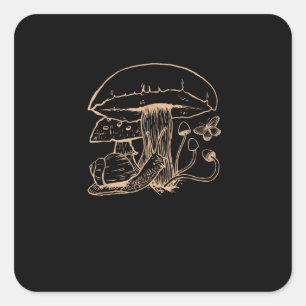 Sticker Carré esthétique Cottagecore Goblincore Champignon Escar