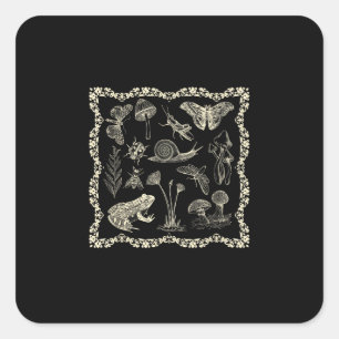 Sticker Carré Esthétique Cottagecore Grenouille Et Champignon Go