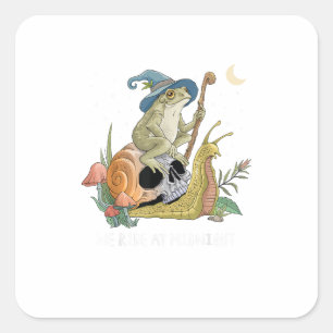 Sticker Carré Esthétique Cottagecore Sorcière Grenouille Escargo