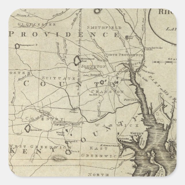 Sticker Carré État de l'île Rhode 2 (Devant)