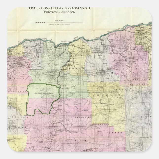 Sticker Carré État de l'Oregon (Devant)