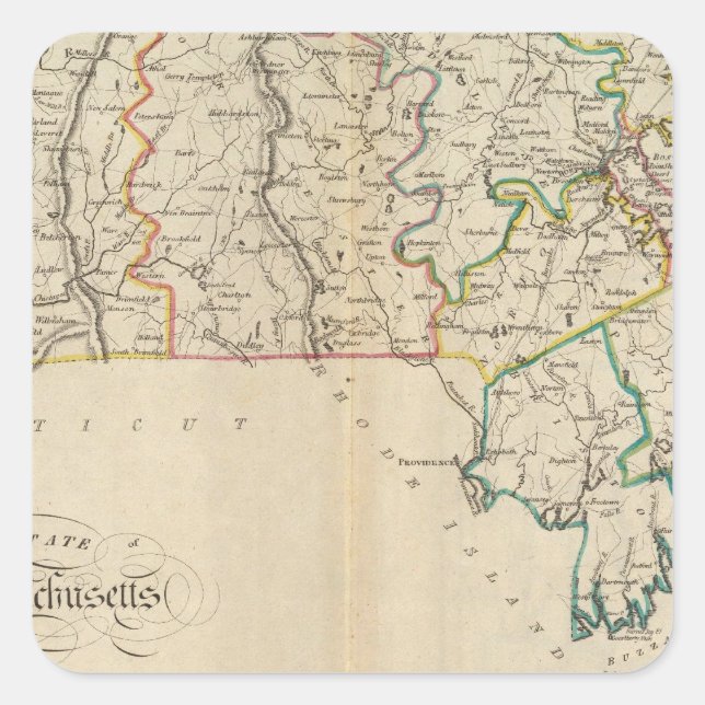 Sticker Carré Etat du Massachusetts 3 (Devant)