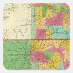 Sticker Carré État du Missouri et de territoire de l'Arkansas