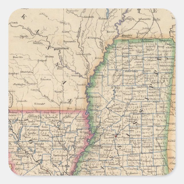 Sticker Carré États du Mississippi et de Louisiane (Devant)