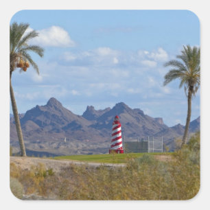 Sticker Carré États-Unis, Arizona, Lake Havasu City. Phare à côt