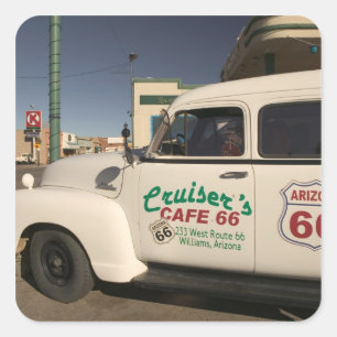 Sticker Carré États-Unis, Arizona, Williams : Cruisers Cafe 66 O