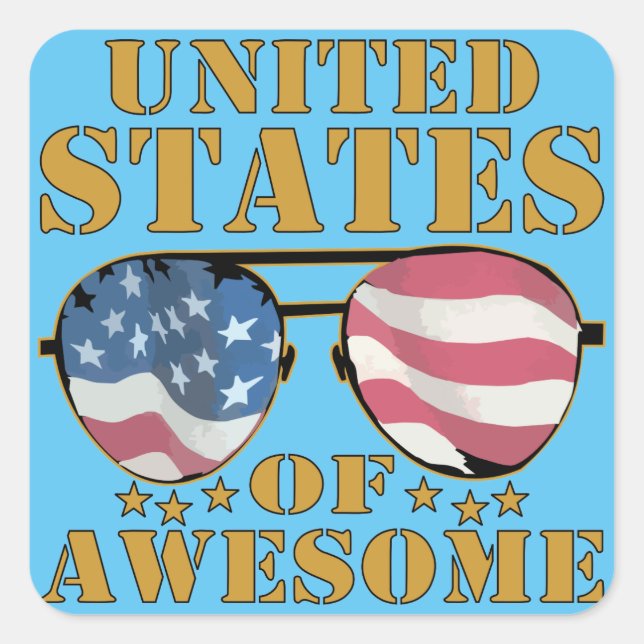 Sticker Carré États-Unis D'Awesome (Devant)