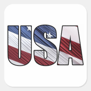 Sticker Carré États-Unis en rouge blanc et bleu drapeau patrioti