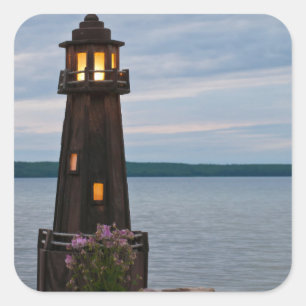 Sticker Carré États-Unis, Michigan. Décoration de jardin phare