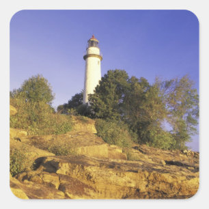 Sticker Carré États-Unis, Michigan, lac Huron. La Pointe Aux Bar