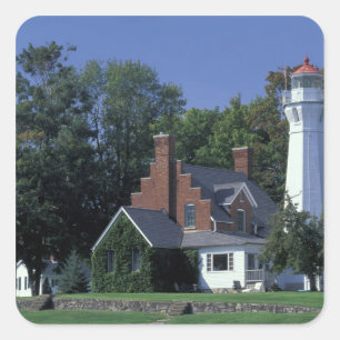 Sticker Carré États-Unis, Michigan, lac Huron. Port Sanilac