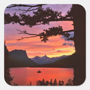 Sticker Carré États-Unis, Montana, Glacier National Park. Paysag