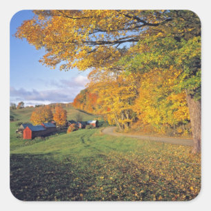 Sticker Carré États-Unis, Vermont, ferme de Jenne. L'automne arr