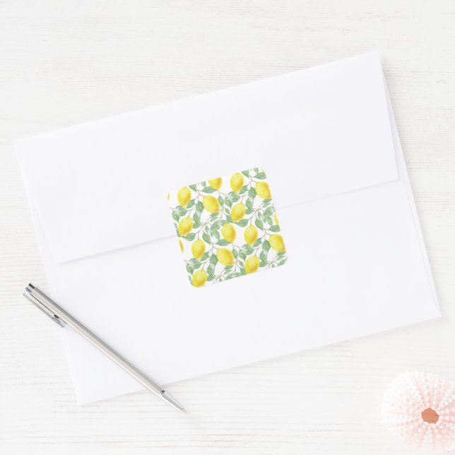 Sticker Carré Été jaune citron doux. (Enveloppe)