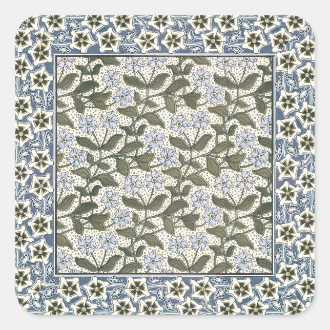 Sticker Carré Été Périwinkel Fleur Plutôt Élégant Floral (Devant)