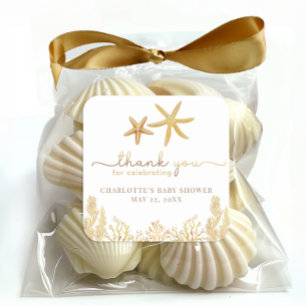 Sticker Carré Été Starfish Sexe Baby shower neutre Favoriser
