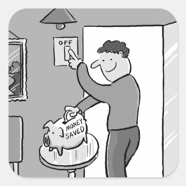 Sticker Carré Éteindre les feux Économisez de l'énergie (Devant)