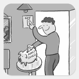 Sticker Carré Éteindre les feux Économisez de l'énergie