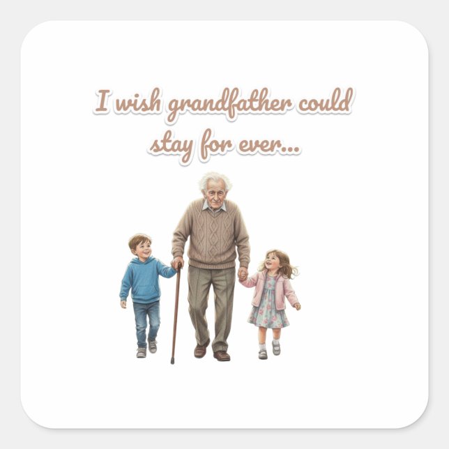 Sticker Carré Eternal Love grandfather And Grandchildren (Devant)