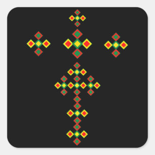 Sticker Carré Ethiopian Cross Art Ethiopian