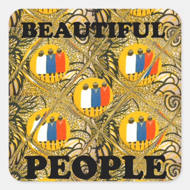 Sticker Carré Ethnic African Art Design Imprimer : Beautiful Peo (Devant)