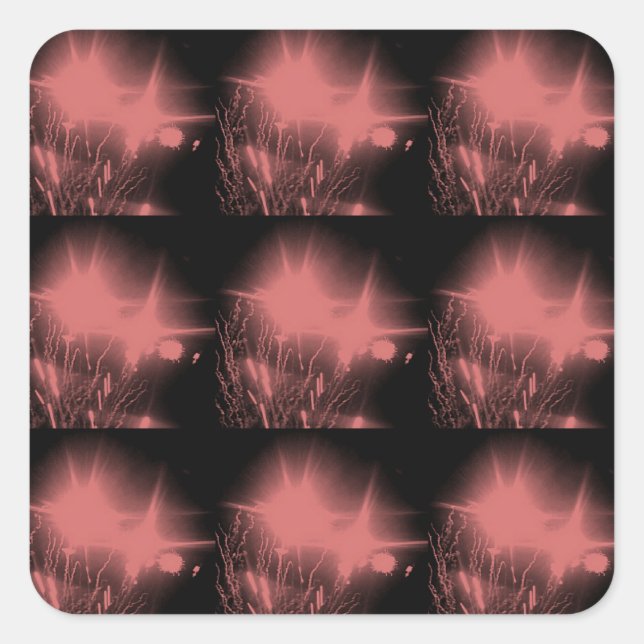Sticker Carré Étincelle carrée de feux d'artifice rose foncé (Devant)