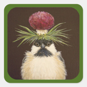 Sticker Carré Étiquetez l'autocollant poule avec bordure verte