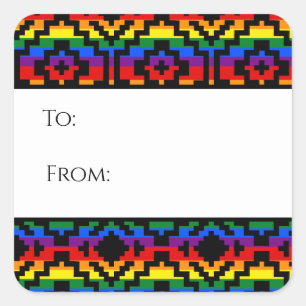 Sticker Carré Étiquette-cadeau géométrique LGBTQ Pride Rainbow