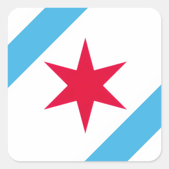 Sticker Carré Étoile à six branches de Chicago (Devant)