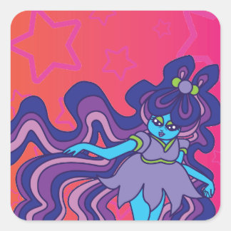 Sticker Carré Étoile Alien