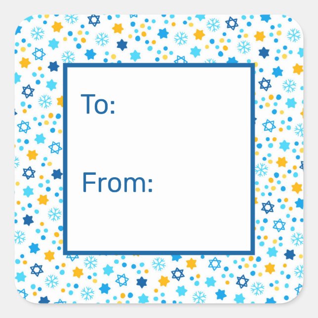 Sticker Carré Étoile de David Snowflakes (Devant)