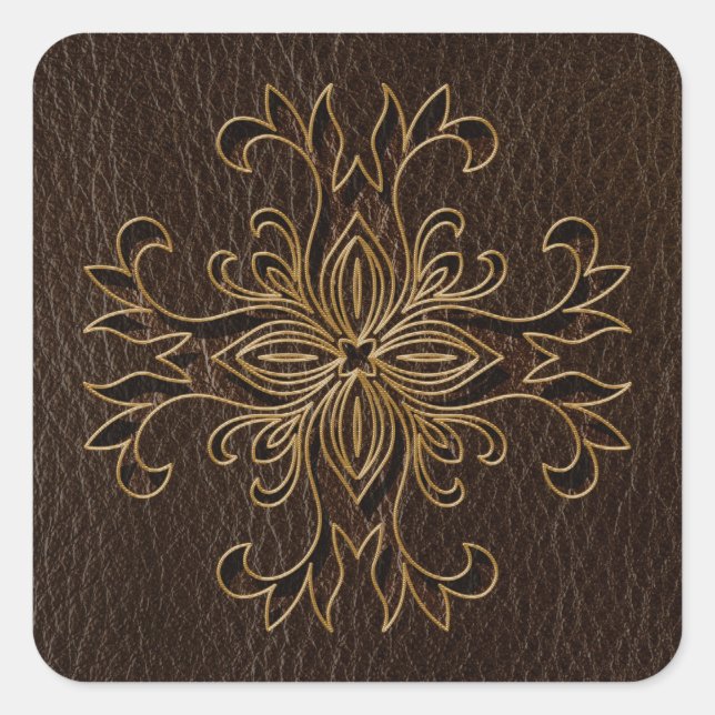 Sticker Carré Étoile en cuir foncé (Devant)