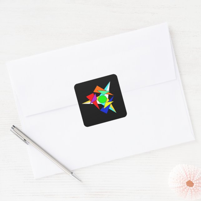 Sticker Carré Étoile géométrique multicolore (Enveloppe)