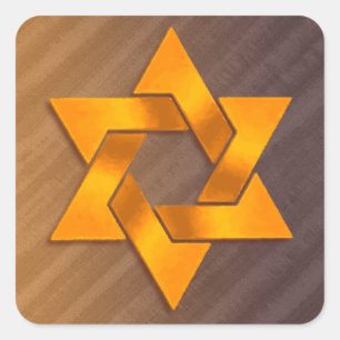 Sticker Carré Etoile orange et Brown de David