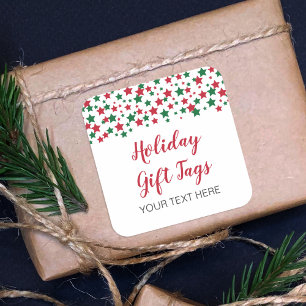 Sticker Carré Étoile rouge et verte Noël Étoile Étoiles cadeaux