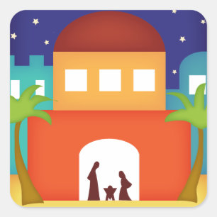Sticker Carré Étoile sur la Nativité de Noël de Bethléem