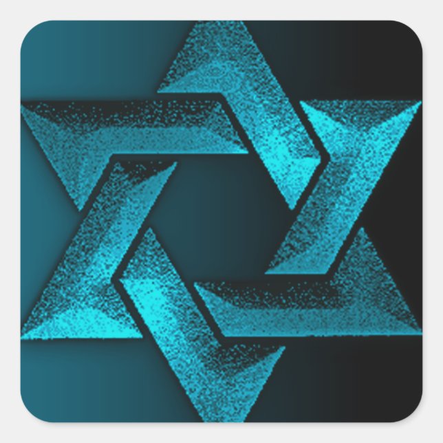 Sticker Carré Étoile turquoise et noire de David (Devant)