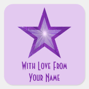 Sticker Carré Étoile violette 'Avec l'amour de'' carré violet pâ