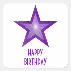 Sticker Carré Étoile violette 'Joyeux anniversaire' carré autoco