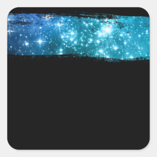 Sticker Carré Étoiles Brush Stroke Blank Modèle, do-it-yourself,