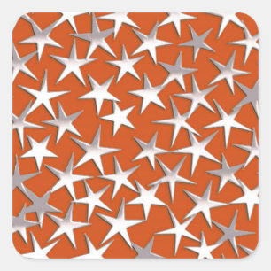 Sticker Carré Étoiles d'argent sur cuivre