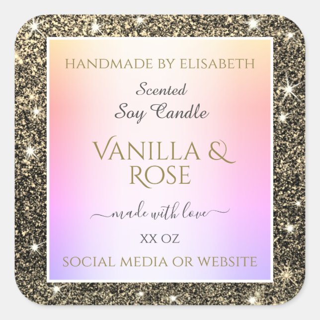 Sticker Carré Étoiles de Parties scintillant tendance Emballage  (Devant)