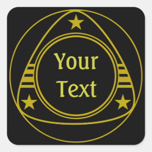 Sticker Carré ÉTOILES D'OR BOUTON + votre texte