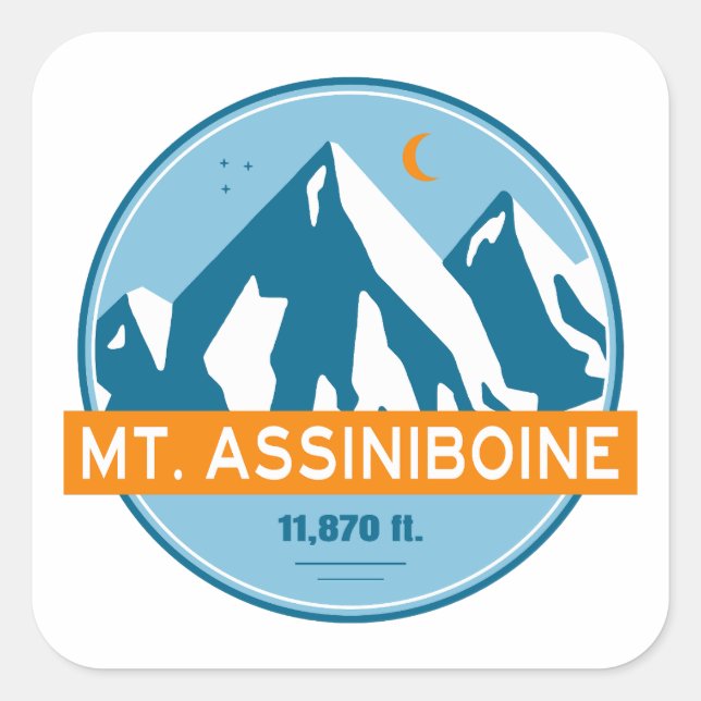 Sticker Carré Étoiles Lune du Mt. Assiniboine (Devant)