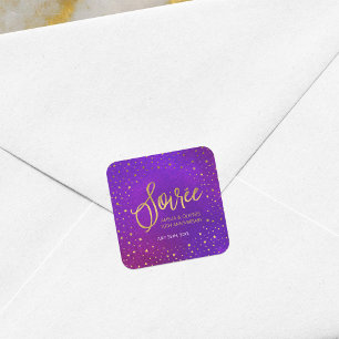 Sticker Carré Étoiles pourpres Chaque année Anniversaire Mariage