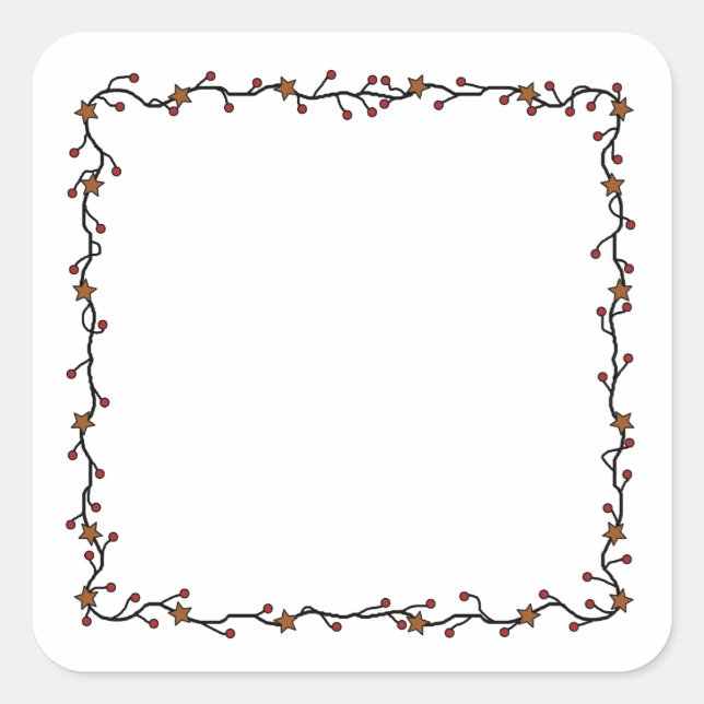 Sticker Carré Étoiles primitives, Baies et Couronne carrée de br (Devant)