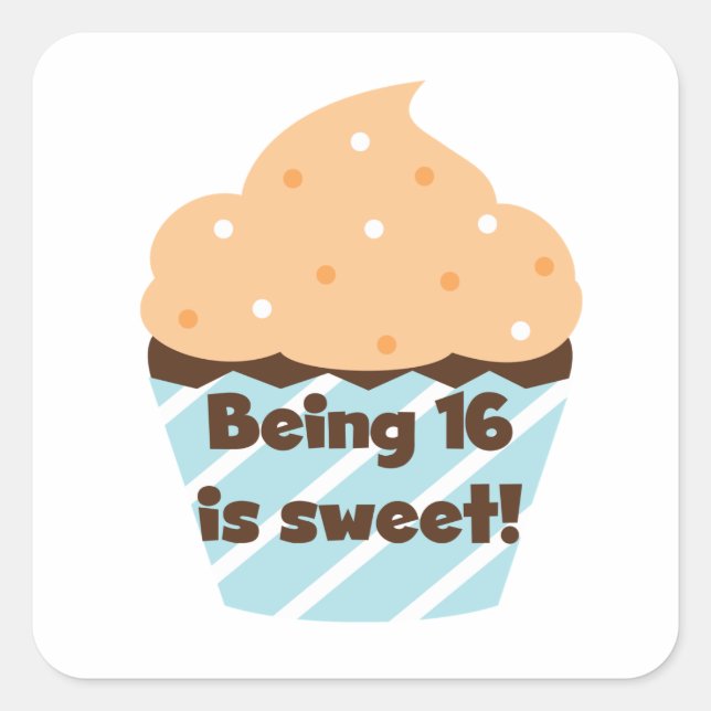 Sticker Carré Etre 16 est Sweet Anniversaire T-shirts et cadeaux (Devant)