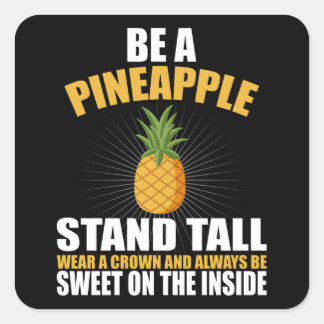 Sticker Carré Être Ananas Stand Haut Porte Une Couronne