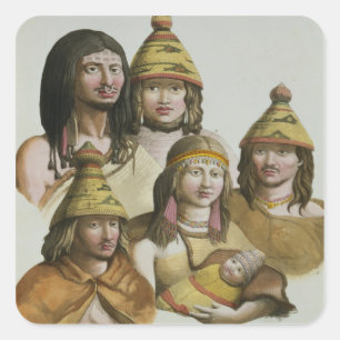 Sticker Carré Études des Américains natifs (litho de couleur)